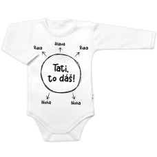 Body dlouhý rukáv s vtipným textem Baby Nellys, Tati, to dáš! - bílé, vel. 62