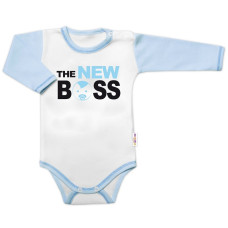 Body dlouhý rukáv s vtipným textem Baby Nellys, The New Boss, vel. 80, kluk