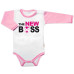 Body dlouhý rukáv s vtipným textem Baby Nellys, The New Boss, vel. 86, holka