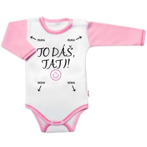 Body dlouhý rukáv s vtipným textem Baby Nellys, To dáš Tati!, vel. 74, holka Body dlouhý rukáv s vtipným textem Baby Nellys, To dáš Tati!, vel. 74, holka