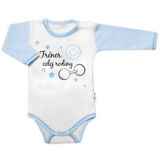Body dlouhý rukáv s vtipným textem Baby Nellys, Trenér celej rodiny, vel. 62