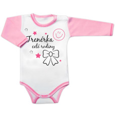 Body dlouhý rukáv s vtipným textem Baby Nellys, Trenérka celé rodiny, vel. 68