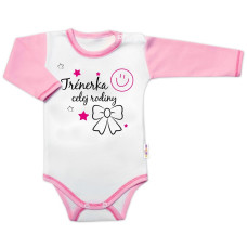 Body dlouhý rukáv s vtipným textem Baby Nellys, Trenérka celej rodiny, vel. 86