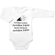 Body dlouhý rukáv Zkouška sirén, Baby Nellys, bílé, vel. 80