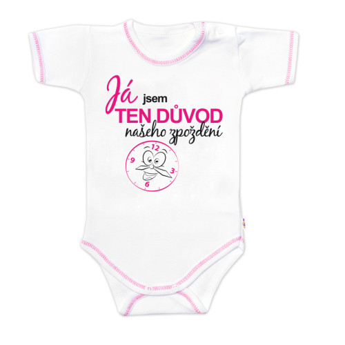 Body kr.rukáv s vtipným textem Baby Nellys, Já jsem TEN DŮVOD našeho zpoždění,vel.62 holka Body kr.rukáv s vtipným textem Baby Nellys, Já jsem TEN DŮVOD našeho zpoždění,vel.62 holka