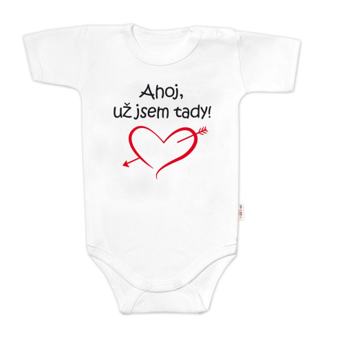 Body krátký rukáv Ahoj už jsem tady!, Baby Nellys, bílé, vel. 68 Body krátký rukáv Ahoj už jsem tady!, Baby Nellys, bílé, vel. 68