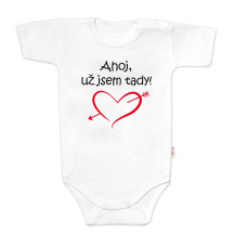 Body krátký rukáv Ahoj už jsem tady!, Baby Nellys, bílé, vel. 80