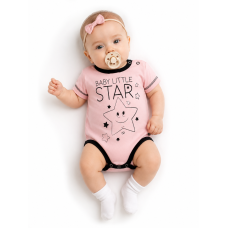 Body krátký rukáv Baby Nellys, Baby Little Star - růžové, vel. 80