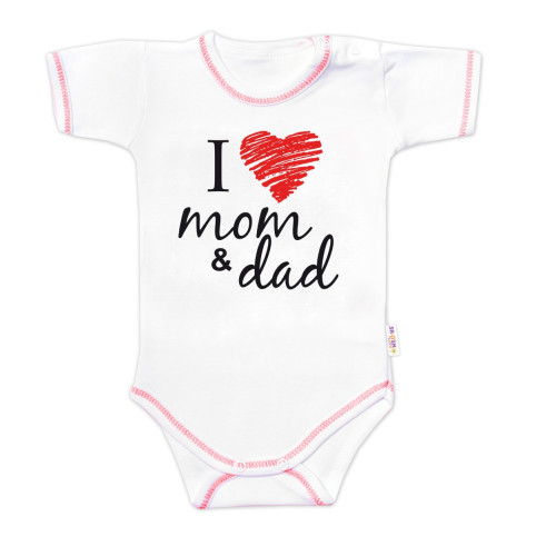 Body krátký rukáv Baby Nellys, I love mom & dad Body krátký rukáv Baby Nellys, I love mom & dad