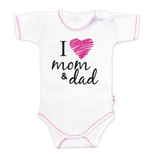 Body krátký rukáv Baby Nellys, I love mom & dad, holka, vel. 80