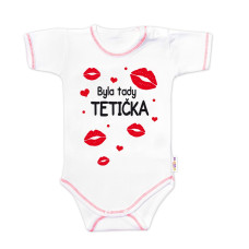 Body krátký rukáv s vtipným textem Baby Nellys, Byla tady tetička, vel. 86