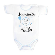 Body krátký rukáv s vtipným textem Baby Nellys, Maminčin mazlík, vel. 74