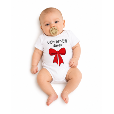 Body krátký rukáv s vtipným textem Baby Nellys, Nejkrásnější dárek, bílé, vel. 80