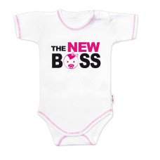 Body krátký rukáv s vtipným textem Baby Nellys, The New Boss, vel. 74, holka
