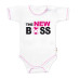 Body krátký rukáv s vtipným textem Baby Nellys, The New Boss, vel. 74, holka