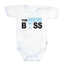Body krátký rukáv s vtipným textem Baby Nellys, The New Boss, vel. 74, kluk