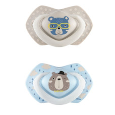 Canpol Babies 2 ks symetrických silikonových dudlíků, 6-18m, Bonjour Paris, šedá/modrá