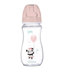 Canpol Babies Antikolik. lahvička se širokým hrdlem, Exotic Animals, 300 ml - růžová