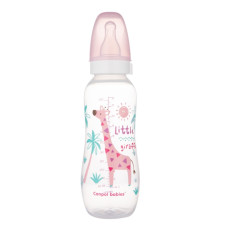 Canpol babies Lahvička s potiskem Žirafka 250 ml, růžová