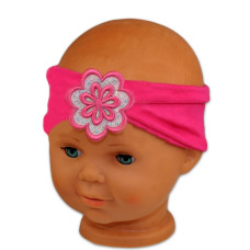 Čelenka Baby Nellys ® s květinkou a flitry - malinová, 80/92