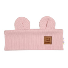 Čelenka Teddy s oušky pro děti Hand Made - pudrově růžová