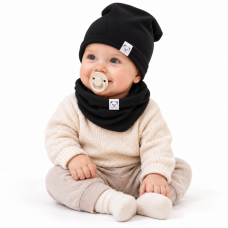 Čepice s nákrčníkem bavlna, Little Bear, Baby Nellys, černá