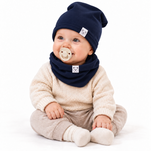 Čepice s nákrčníkem bavlna, Little Bear, Baby Nellys, granátová Čepice s nákrčníkem bavlna, Little Bear, Baby Nellys, granátová
