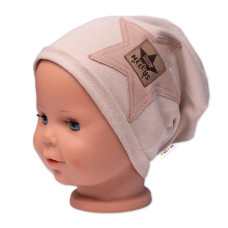 Dětská čepice bavlna, Baby Star, Baby Nellys, béžová