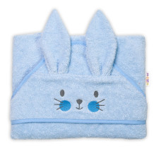 Dětská froté osuška s kapucí 80 x 80 cm, Cute Bunny - modrá, Baby Nellys
