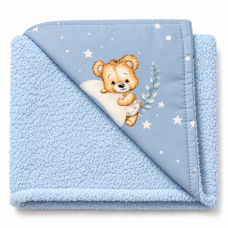 Dětská luxusní oboustranná deka beránek 90x75 cm, Sleep Teddy, modrá