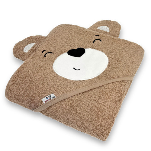 Dětská osuška s kapucí 95×95 cm Teddy Bocioland – měkká froté bavlna, 3D uši, hnědá Dětská osuška s kapucí 95×95 cm Teddy Bocioland – měkká froté bavlna, 3D uši, hnědá