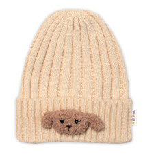 Dětská zimní čepice Bear, Baby Nellys - ecru, vel. 48-54 cm