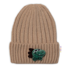 Dětská zimní čepice Dino, Baby Nellys - cappuccino, vel. 48-54 cm