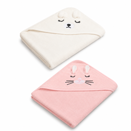 Dětské osušky s kapucí Bath Friends – Králíček + Teddy, 100 ×100 cm, sada 2 ks Dětské osušky s kapucí Bath Friends – Králíček + Teddy, 100 ×100 cm, sada 2 ks