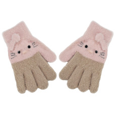 Dětské zimní prstové rukavičky Kitty, 12cm, růžová, béžová