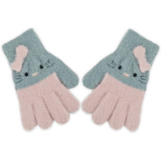 Dětské zimní prstové rukavičky Kitty, 12cm, šedá, růžová
