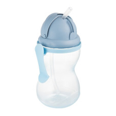 Dětský bidon se silikonovou slámkou, 370 ml, modrý