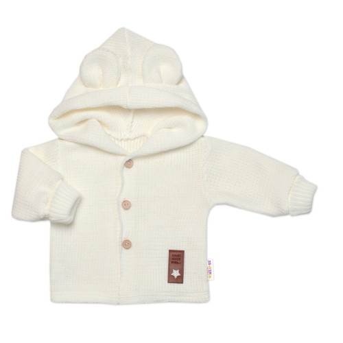 Dětský elegantní pletený svetřík s knoflíčky a kapucí s oušky Baby Nellys, ecru Dětský elegantní pletený svetřík s knoflíčky a kapucí s oušky Baby Nellys, ecru