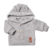 Dětský elegantní pletený svetřík s knoflíčky a kapucí s oušky Baby Nellys, šedý, vel. 86