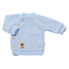 Dětský pletený svetřík s knoflíčky, zap. bokem, Hand Made Baby Nellys, modrý