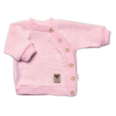 Dětský pletený svetřík s knoflíčky, zap. bokem, Hand Made Baby Nellys, růžový, vel. 68/74
