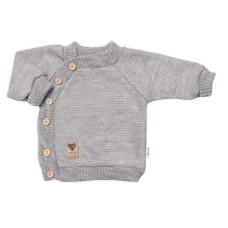 Dětský pletený svetřík s knoflíčky, zap. bokem, Hand Made Baby Nellys, šedý, vel. 68/74