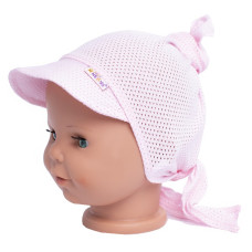 Dětský síťkovaný šátek s kšiltem na zavazování Uzlík Baby Nellys, růžový, vel. 92/104