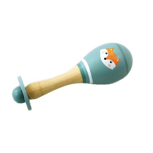 Dřevěné chrastítko rumba koule liška - šedá, Adam Toys Dřevěné chrastítko rumba koule liška - šedá, Adam Toys