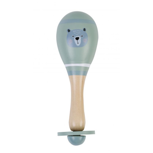 Dřevěné chrastítko rumba koule medvěd - šedá, Adam Toys Dřevěné chrastítko rumba koule medvěd - šedá, Adam Toys