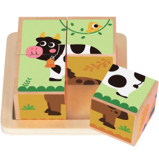 Dřevěné kostky Farma 2, 10,3x10,3x4,3 cm