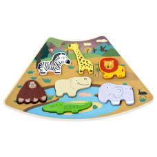 Dřevěné puzzle Safari propojitelné, 7 dílů