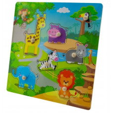 Dřevěné zábavné puzzle vkládací 30x30cm - Zoo velké