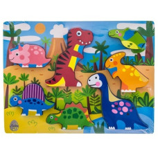 Dřevěné zábavné puzzle vkládací, 35x22,5cm  - Dinosauři