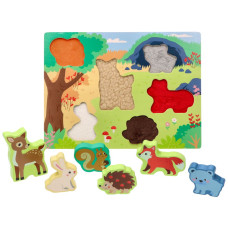 Dřevěné zábavné vkládací puzzle Adam Toys, lesní zvířátka 3D